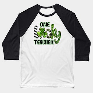 One Lucky Teacher Shamrock Leopard St Patricks Day Baseball T-Shirt